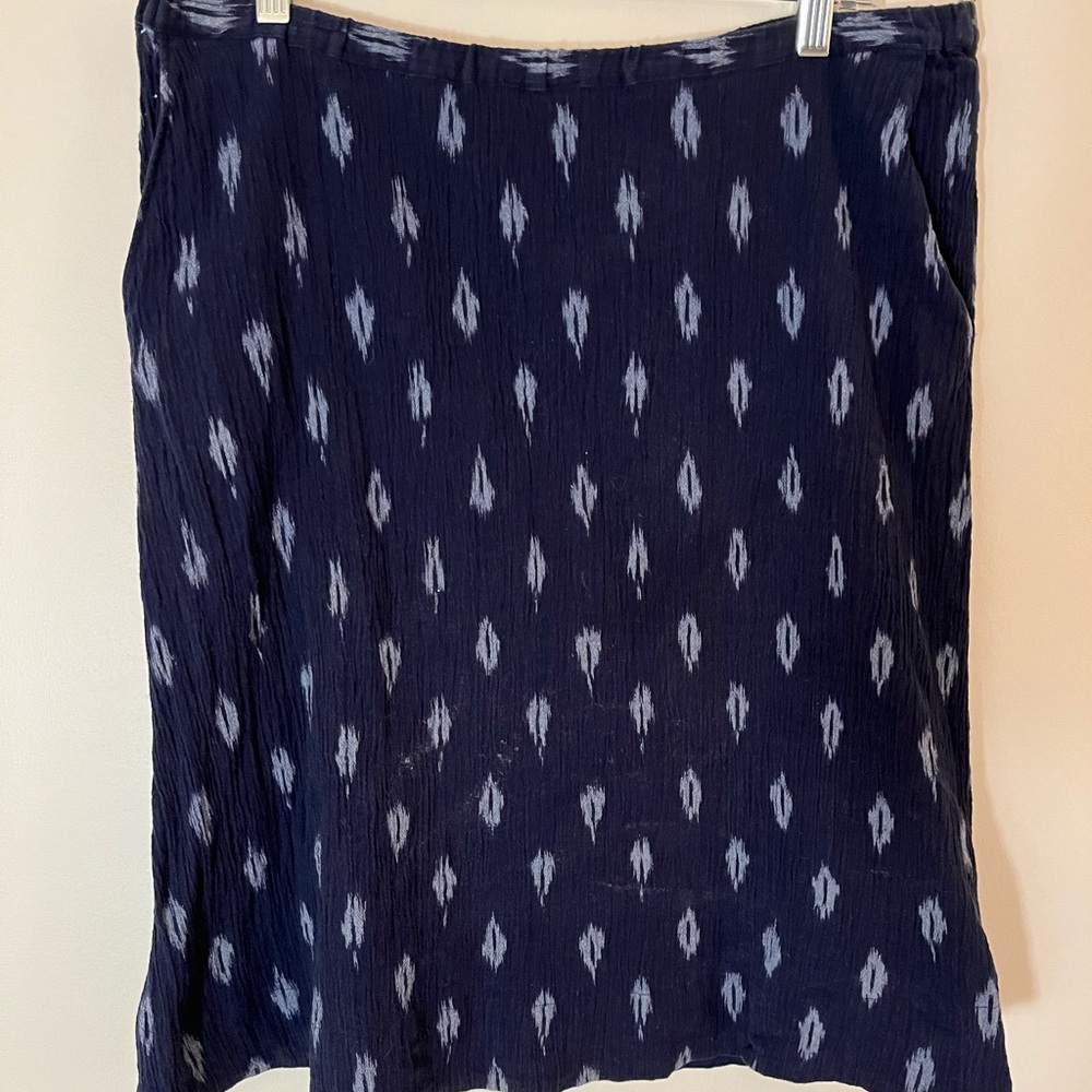 Eileen Fisher Navy Blue Patterned Midi Skirt
